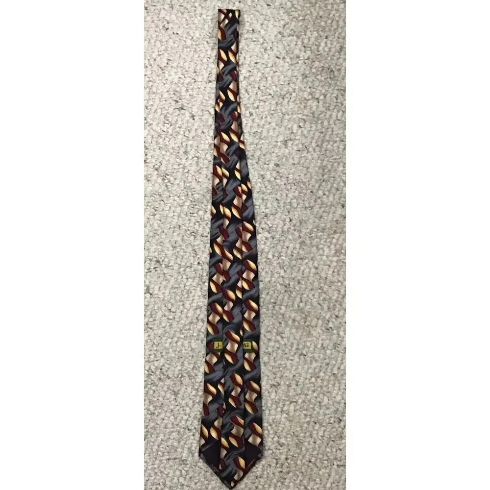 Vintage 1990s Jerry Garcia Silk‎ Tie; Grey, Gold, And Maroon